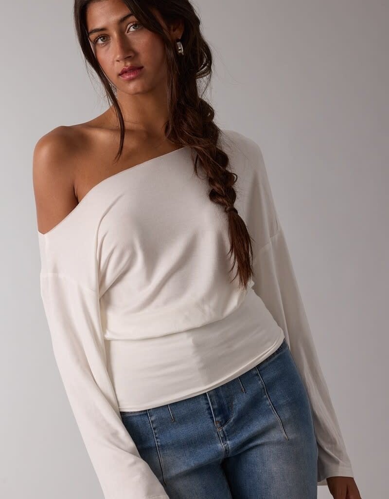 One Shoulder Fit Waist Long Sleeve Top