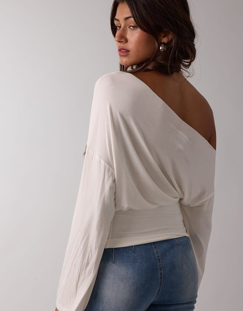 One Shoulder Fit Waist Long Sleeve Top
