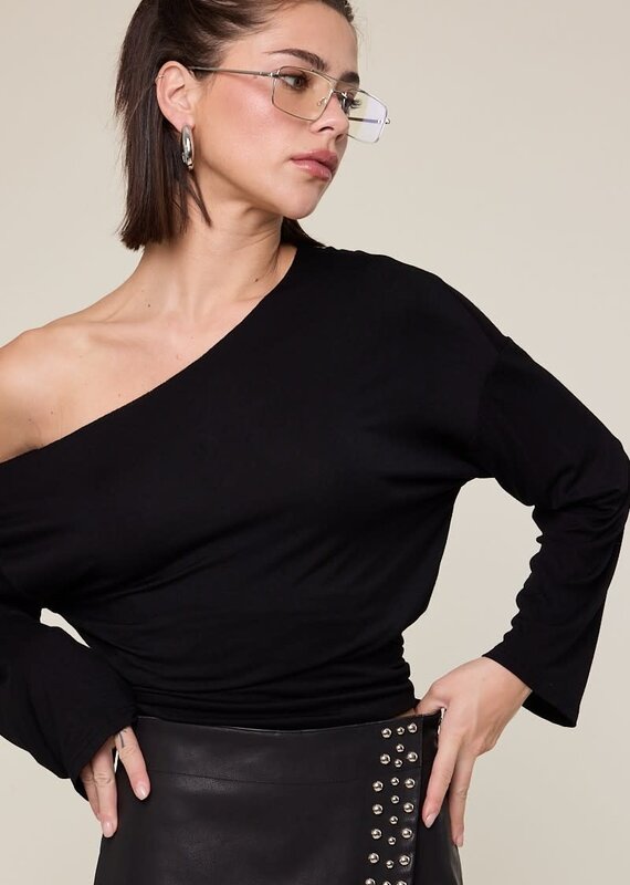 One Shoulder Fit Waist Long Sleeve Top
