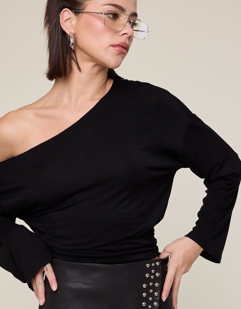 One Shoulder Fit Waist Long Sleeve Top