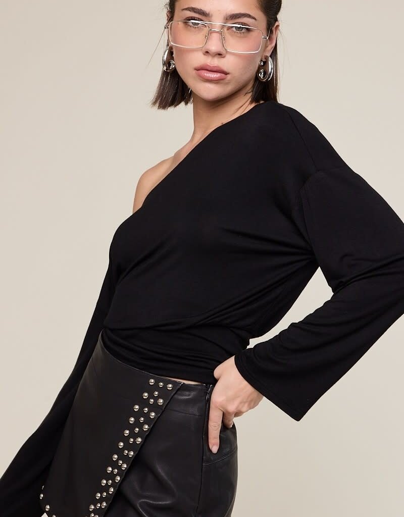 One Shoulder Fit Waist Long Sleeve Top