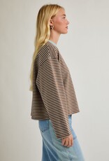 Long Sleeve Crew Neck Striped Boxy Top