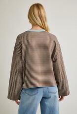 Long Sleeve Crew Neck Striped Boxy Top