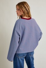 Long Sleeve Crew Neck Striped Boxy Top