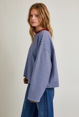 Long Sleeve Crew Neck Striped Boxy Top