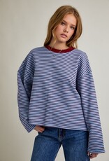 Long Sleeve Crew Neck Striped Boxy Top