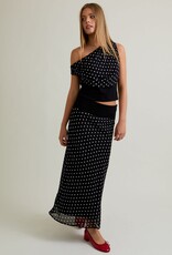 Polka Dot Off Shoulder Top Midi Skirt Set