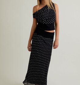 Polka Dot Off Shoulder Top Midi Skirt Set