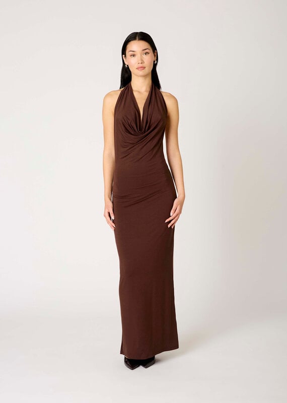 Xenia Cowl Neck Halter Maxi Dress