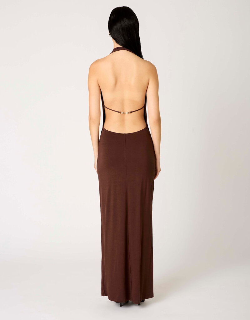 Xenia Cowl Neck Halter Maxi Dress
