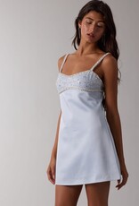 Satin Embellished Bust Mini Dress