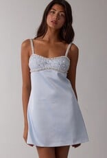 Satin Embellished Bust Mini Dress