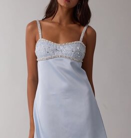 Satin Embellished Bust Mini Dress