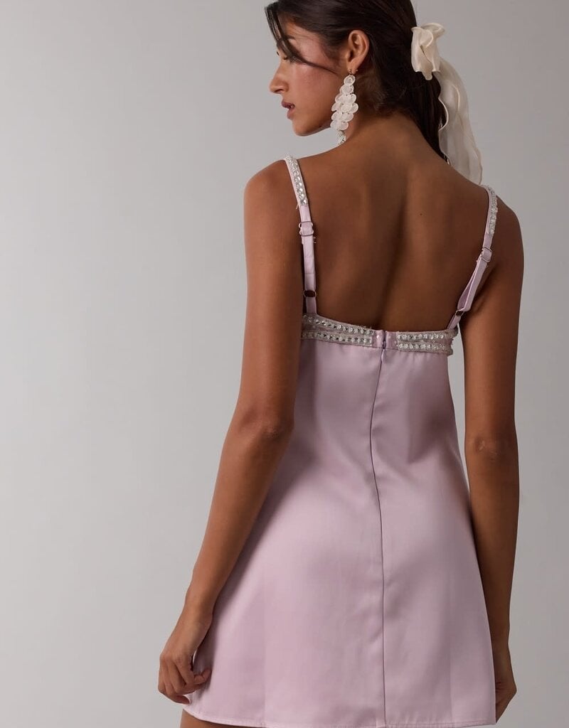 Satin Embellished Bust Mini Dress