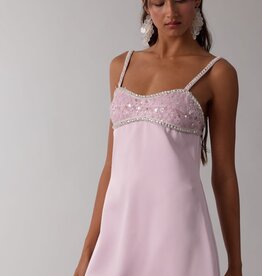 Satin Embellished Bust Mini Dress