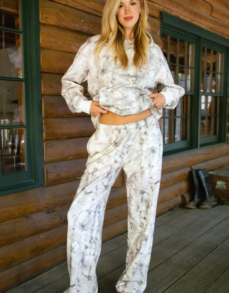 Woodland Camo Fleece Wide Leg Sweatpant