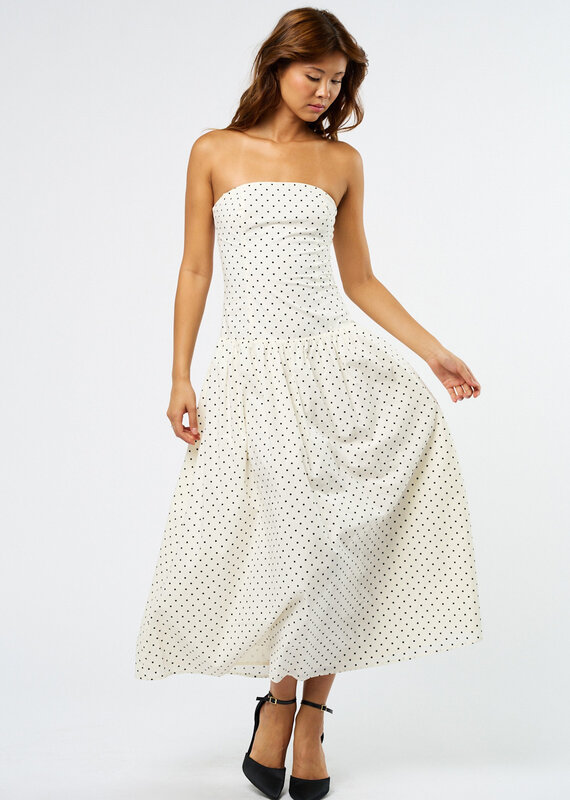 Polka Dot Strapless Maxi Dress