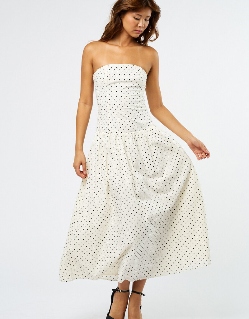 Polka Dot Strapless Maxi Dress