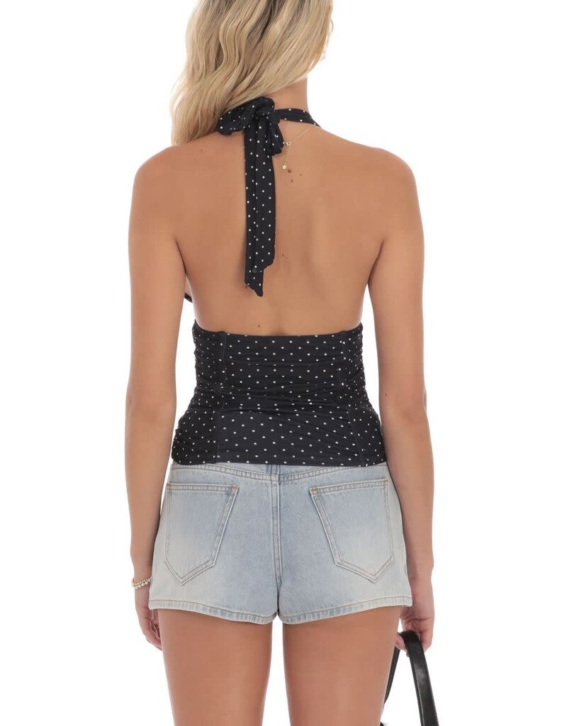 Lucy In The Sky Polka Dot Ruched Halter Top