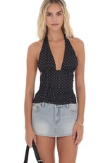 Lucy In The Sky Polka Dot Ruched Halter Top