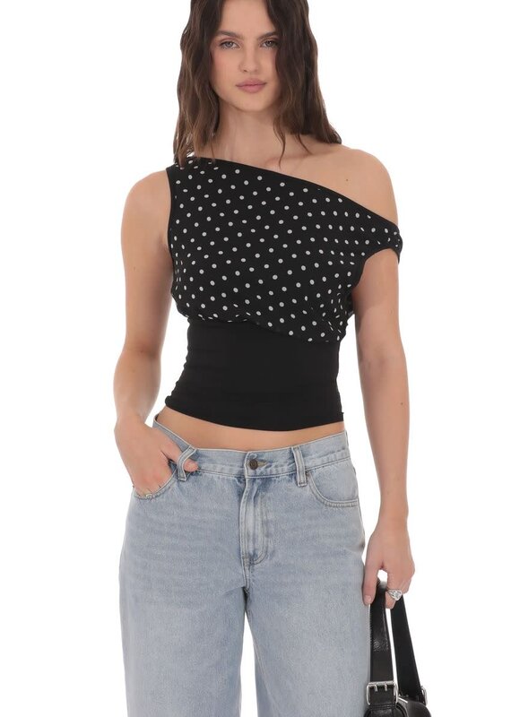 Lucy In The Sky Polka Dot Boat Neck Top
