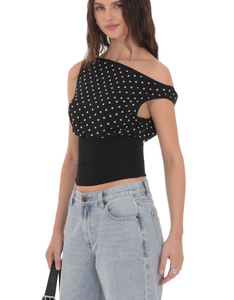 Lucy In The Sky Polka Dot Boat Neck Top