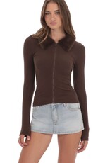 Lucy In The Sky Fur Collar Zip Up Cardigan Sweater