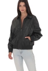 Lucy In The Sky Woven Faux Leather Bomber Jacket