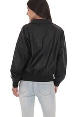 Lucy In The Sky Woven Faux Leather Bomber Jacket