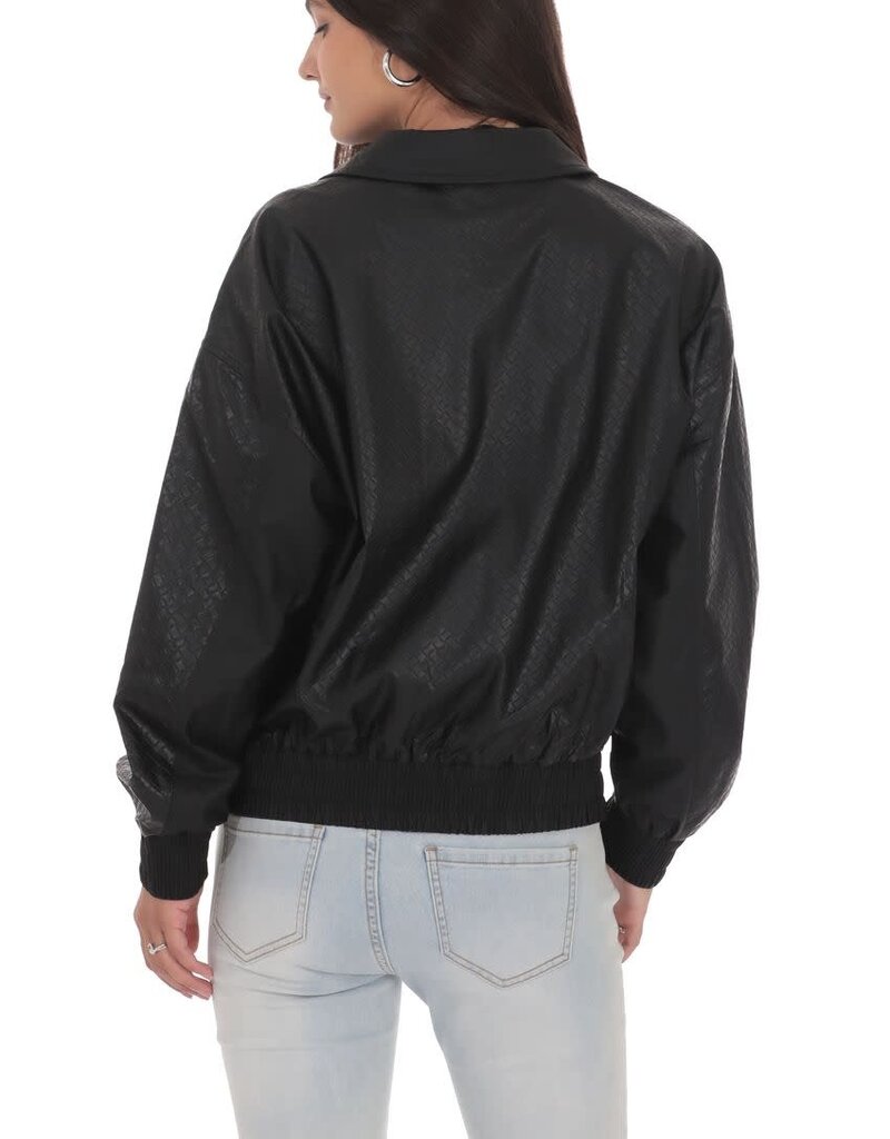 Lucy In The Sky Woven Faux Leather Bomber Jacket