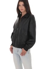 Lucy In The Sky Woven Faux Leather Bomber Jacket