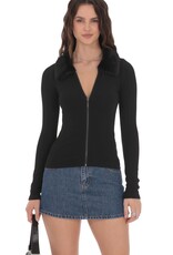 Lucy In The Sky Fur Collar Zip Up Cardigan Sweater