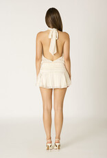 Striped Tonal Chiffon Halter Open Back Mini Dress
