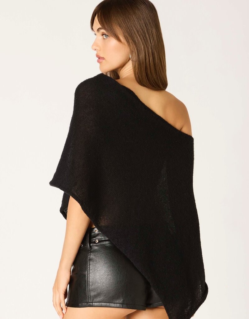 Sheer Knit Off Shoulder Poncho