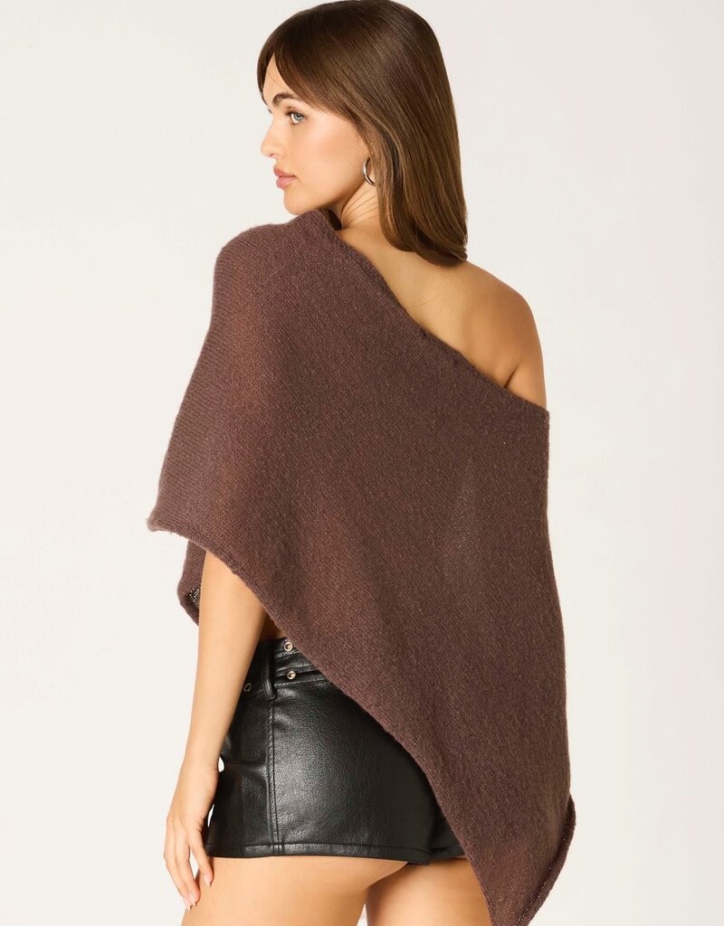 Sheer Knit Off Shoulder Poncho
