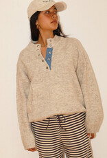 Two Tone Snap Collar Sweater