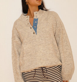 Two Tone Snap Collar Sweater