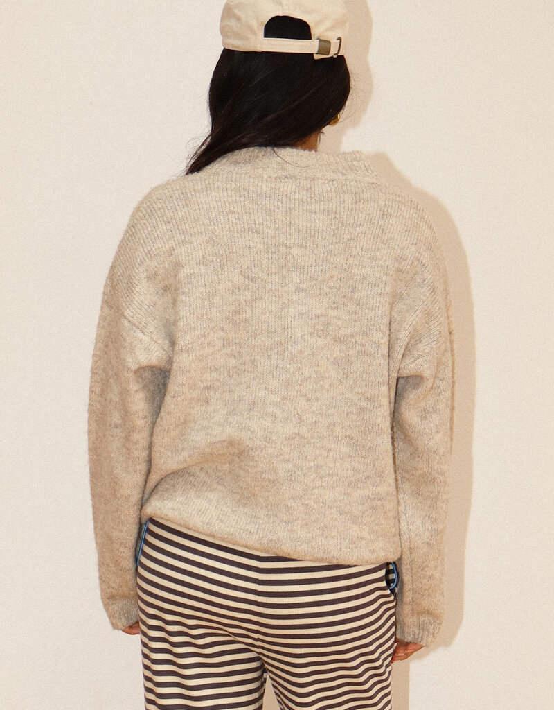 Two Tone Snap Collar Sweater