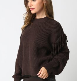 Fringe Shoulder Long Sleeve Sweater