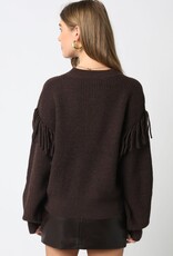 Fringe Shoulder Long Sleeve Sweater