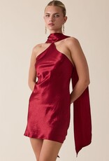 Long Scarf Bias Cut Mini Dress