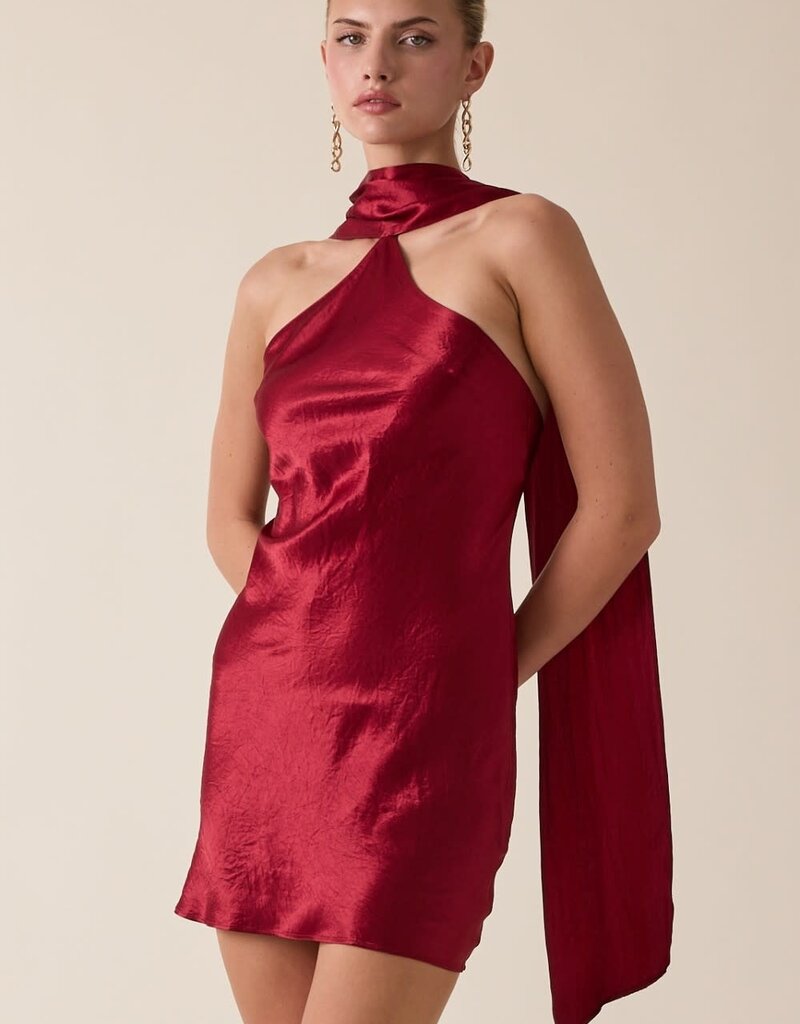 Long Scarf Bias Cut Mini Dress