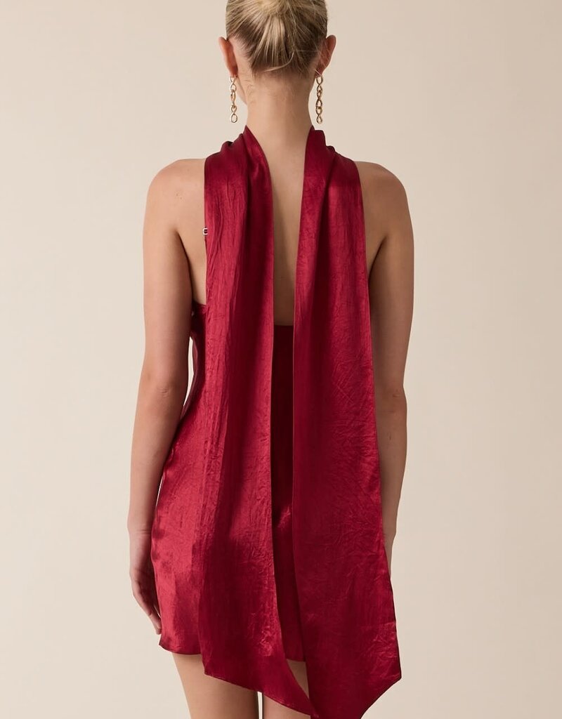 Long Scarf Bias Cut Mini Dress