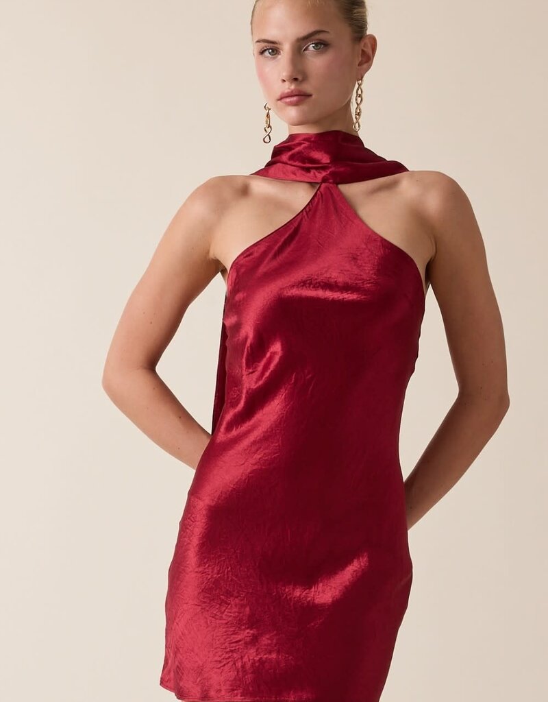 Long Scarf Bias Cut Mini Dress