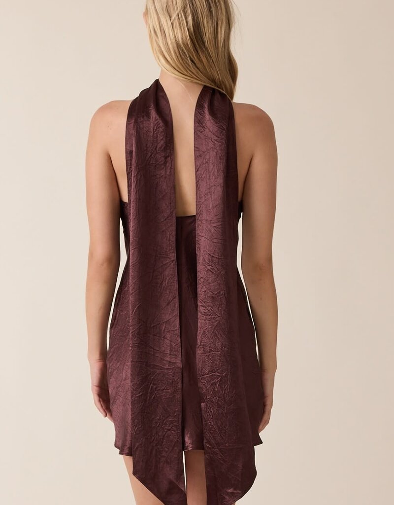 Long Scarf Bias Cut Mini Dress