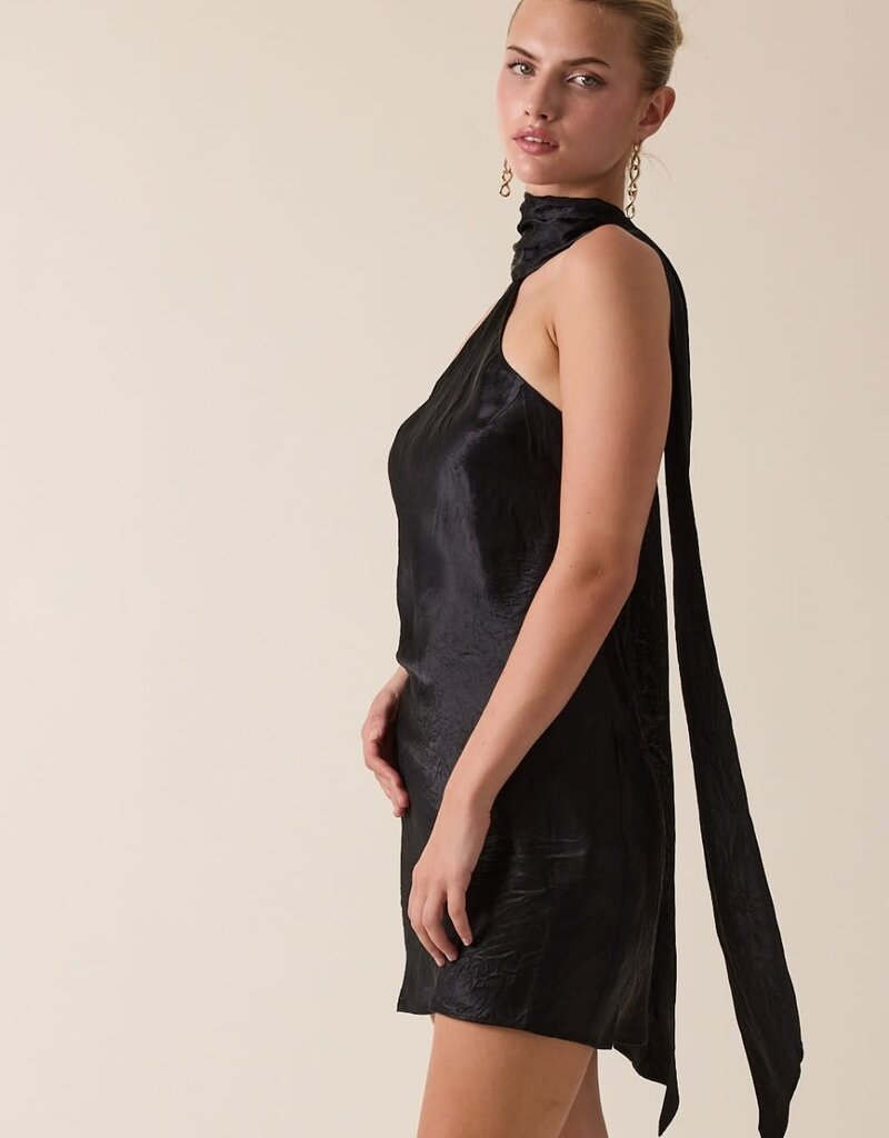 Long Scarf Bias Cut Mini Dress
