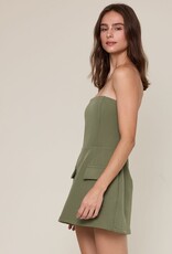 Front Pocket A Line Strapless Mini Dress