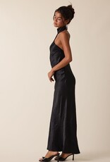 Gleam Mock Neck Backless Bias Cut Maxi Dress
