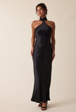 Gleam Mock Neck Backless Bias Cut Maxi Dress