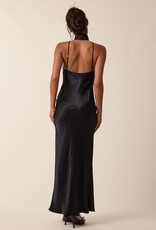 Gleam Mock Neck Backless Bias Cut Maxi Dress